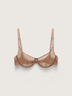 Fine Mesh Underwire Scoop Bra, Taupe