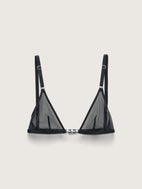 Fine Mesh Hardware Triangle Bralette, Black