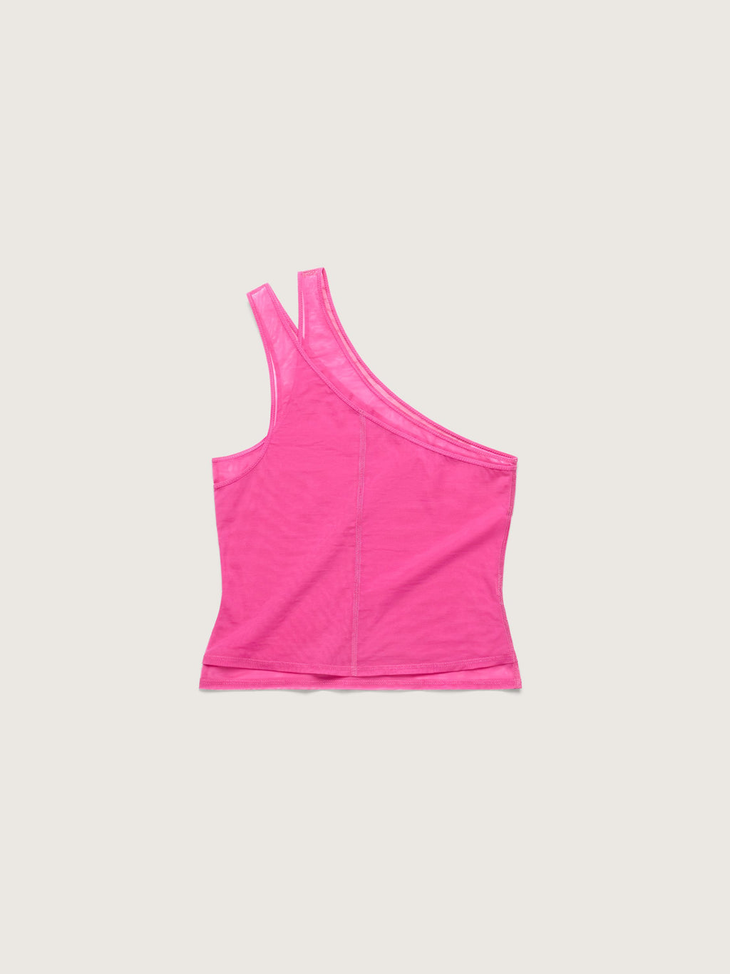 Fine Mesh Double Shoulder Top, Hot Pink