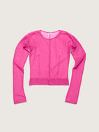 Fine Mesh Long Sleeved Top, Hot Pink
