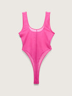Fine Mesh Tank Bodysuit, Hot Pink