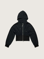 Power Mesh Zip Up Hoodie, Black